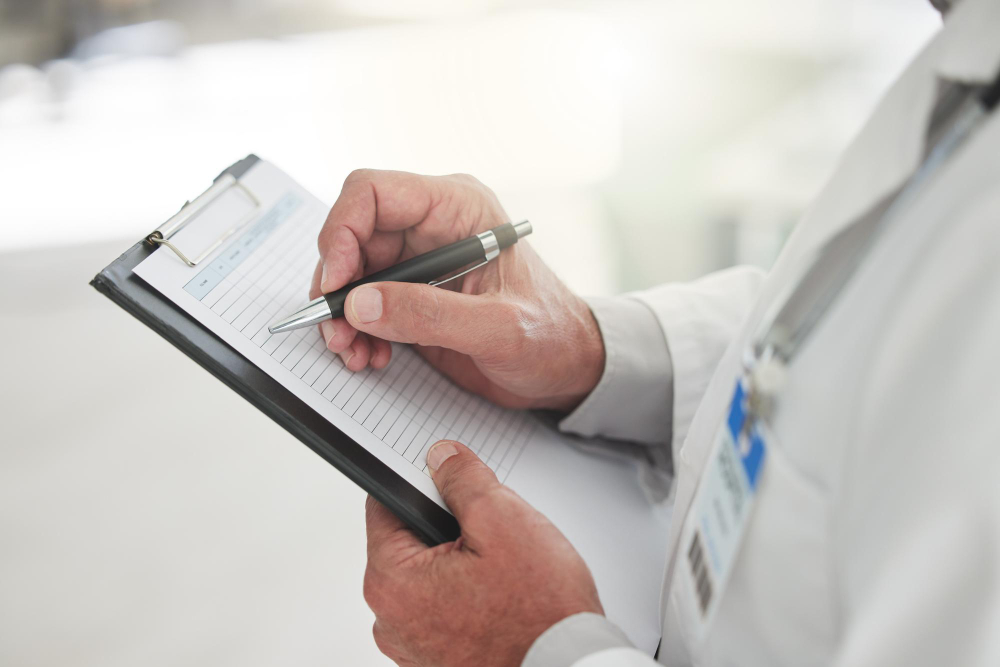 Healthcare professional reviewing hospital indemnity documents